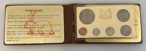 lot 162 image: RARE 1975 Singapore Official Mint Set (6) - Year Of The Rabbit In Original Brown Wallet