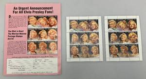 lot 182 image: Two USPS Full (9) Marilyn Monroe Stamp Sheets