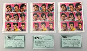 lot 183 image: Three USPS Full (9) Collector Stamp Sheets  Elvis Presley $1.00  With COA