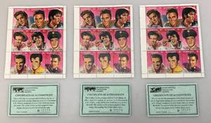 lot 185 image: Three USPS Full (9) Collector Stamp Sheets  Elvis Presley $1.00  With COA
