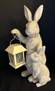 lot 75 image: Decorative Patio Rabbit Figurine with Lantern