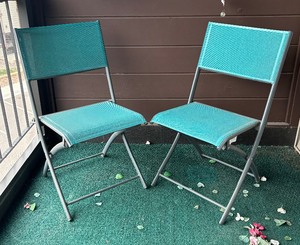 lot 81 image: Two Turquoise Folding Chairs