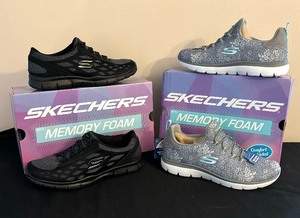 lot 115 image: Two New Pairs of Sketchers Memory Foam Shoes Size 6 Shoes