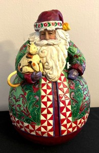 lot 117 image: Jim Shore Heartwood Creek Christmas Warmth Roll Poly Santa Decor
