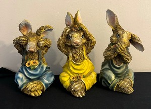 lot 119 image: See No, Hear No, Say No Bunny Figurines
