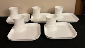 lot 139 image: Five Luncheon Trays with Cups Holders and Cups