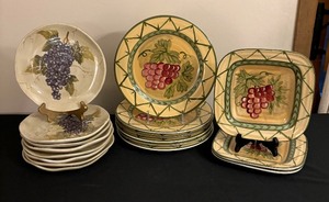 lot 143 image: Cabernet and Culinary Studio Collection Grape Motif Plates