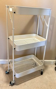 lot 159 image: White Organizational Three Tiered Cart