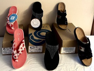 lot 201 image: Three Pairs of  New Ladies Sandals