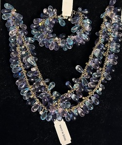 lot 224 image: Gorgeous Faceted Blue and Purple Beaded Necklace and Bracelet