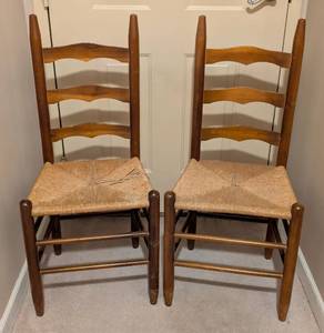 lot 210A image: Pair of Vintage Ladder Back Chairs