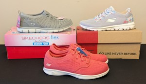 lot 256 image: Three New Pairs of Sketchers Tennis Shoes