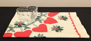 lot 43B image: Porsgrund Hearts and Pines Glass Bowl and Linen