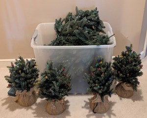 lot 299A image: Decorative Miniature Light Up Faux Christmas Trees