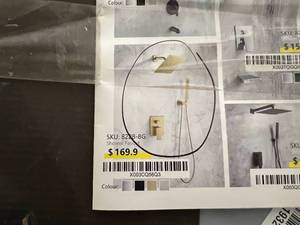 lot 1 image: Gold Colored Shower Head with Handheld Wand
