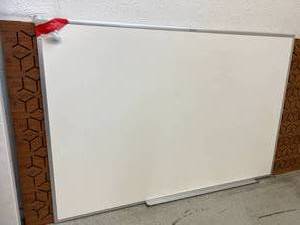 lot 16 image: MSRP $500 Quartet Standard Dry Erase Whiteboard with Aluminum Finish Frame With Marker Tray - In Excellent Condition 48 x 72