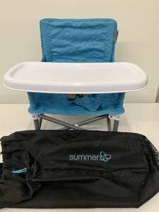lot 63 image: Summer Baby Infant Toddler Travel Booster Seat with Tray - Carry Bag Included - In Good Condition - Fabric Has A Couple Stains