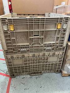 lot 11 image: MSRP $600 Orbis Mold 535 Snap Lock Heavy Duty Collapsible Foldable Stackable Utility Crate With 2 Doors - In Great Solid Condition 