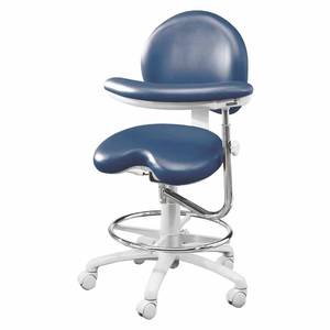 lot 32 image: MSRP $2000 Brewer Premium EG9000 Series Dental Assistants Stool -thick, plush upholstery&nbspcontoured 18 x 18 saddle-style seat provides correct weight distribution, pelvic tilt, & posture perfect comfort.&nbspfull-size backrest.&nbspExcellent