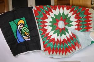 lot 387 image: Quilting Projects Near CompleteNativity Scene Wall Art, Christmas Tree Skirt