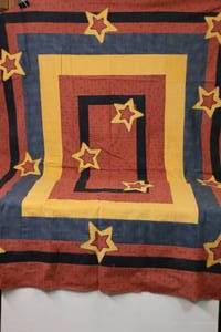 lot 402 image: Woolies Handmade Star Quilt Near Completion wBacking Binding Fabric Woolies By Bonnie Sullivan Maywood Studios EESCO