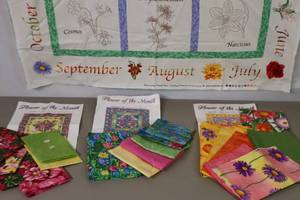 lot 407 image: Quilting Project Kits Flowers of the Month July September October, Club Stitchery Panel