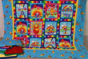 lot 410 image: Quilt Project Near Complete Winnie the Pooh Baby Quilt Crib Blanket wCoordinating Fabric