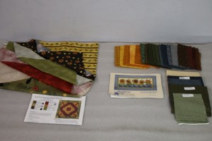 lot 423 image: (2) Quilt Project Kits Complete wCoordinating FabricPatternBookLook to the Sun by Blueberry Hill and Ravenswood Posy Patch Nancy Mahoney for Connecting Threads