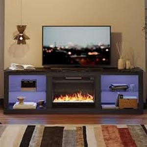 Bestier 70.8 in. Black TV Stand with Fireplace Fits TVs up to 75 in. LED Entertainment Center   Customer Returns See Pictures