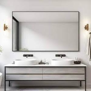 Dovelina 59 in. x 36 in. Oversized Classic Rectangle Aluminum Alloy Framed Black Wall Mirror Customer Returns See Pictures