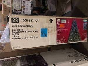 Home Accents Holiday 7.5 ft. Aldon Balsam Fir Pre-Lit LED Noble Artificial Christmas Tree T23 Customer Returns See Pictures