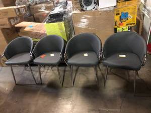 Lot of Claire Grey Faux Leather and Silver Metal Dining Chair by Lumisource  Customer Returns See Pictures