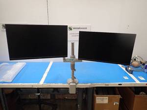 Dual Monitor stand with 2 monitors and power cables&nbsp