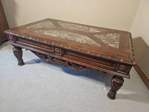 lot 4 image: Extravagant Tuscan Stone Inlay Coffee Table