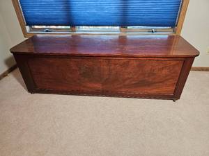 lot 113 image: Hulking Cedar Bedroom Trunk