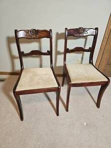 lot 110 image: Vintage Mahogany Rose Back Chairs