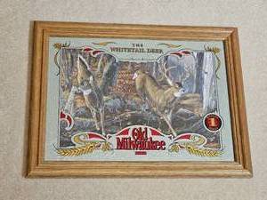 lot 145 image: Old Milwaukee White Tail Deer Bar Mirror