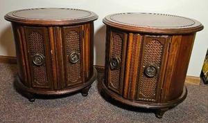 lot 89 image: Vintage Round Mersman Drum Side Tables