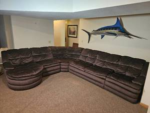 lot 101 image: Deep Purple Upholstery Pull-Out Sleeper Sectional