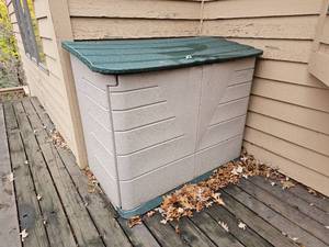 lot 426 image: Rubbermaid Outdoor Storage Cabinet