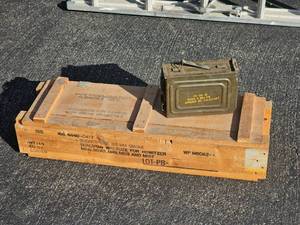 lot 263 image: Wood Military Howitzer Ammunition Crate with Small Case