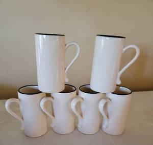 lot 167 image: Blue Rim Ceramic Irish Coffee Mugs, 6