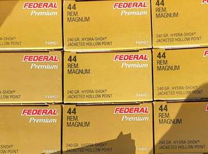 lot 233 image: Federal Premium 44 Rem Magnum Ammunition  20 Boxes