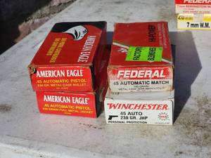 lot 244 image: 45 Automatic Pistol Ammunition Assortment     4 Boxes