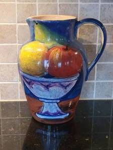 lot 53 image: Italian Handpainted Still-Life Handled Water Carafe for Department 56