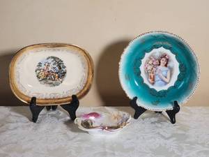lot 55 image: Antique German Handpainted Porcelain Collection - (3)