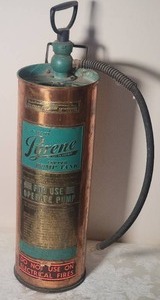 lot 68 image: Vintage Pyrene Copper Pump Tank Fire Extinguisher