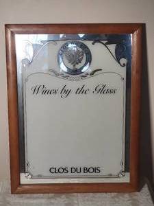 lot 182 image: Vintage Clos Du Bois Promotional Mirrored Wine Menu Board