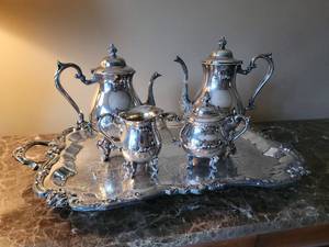 lot 57 image: Elegant Silver Plate Tea Service Set