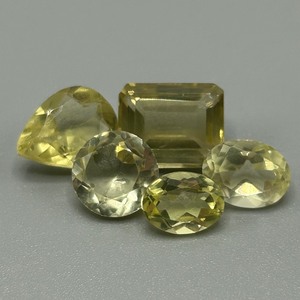 12.68 Carat Lemon Citrine Quartz Mixed Cut - Assorted Lot of 5 Loose Stones